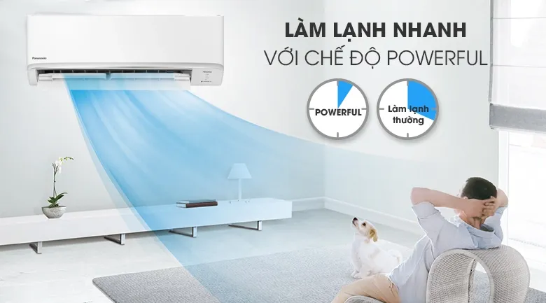 hế độ Powerful sẽ làm lạnh căn phòng