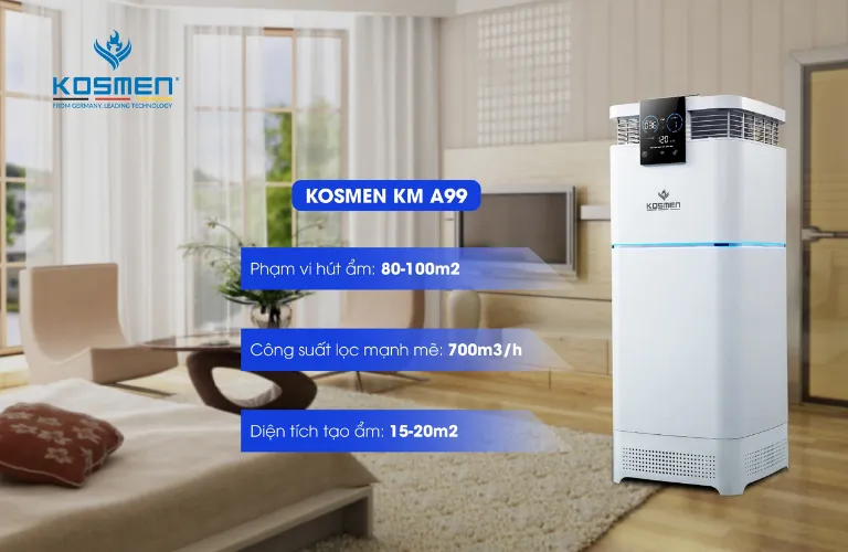 Công suất lọc mạnh mẽ của máy lọc không khí Kosmen KM-A99