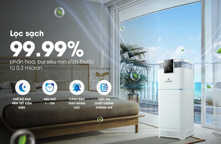 Khả năng lọc sạch các loại phấn hoa, bụi mịn lên đến 99,99%