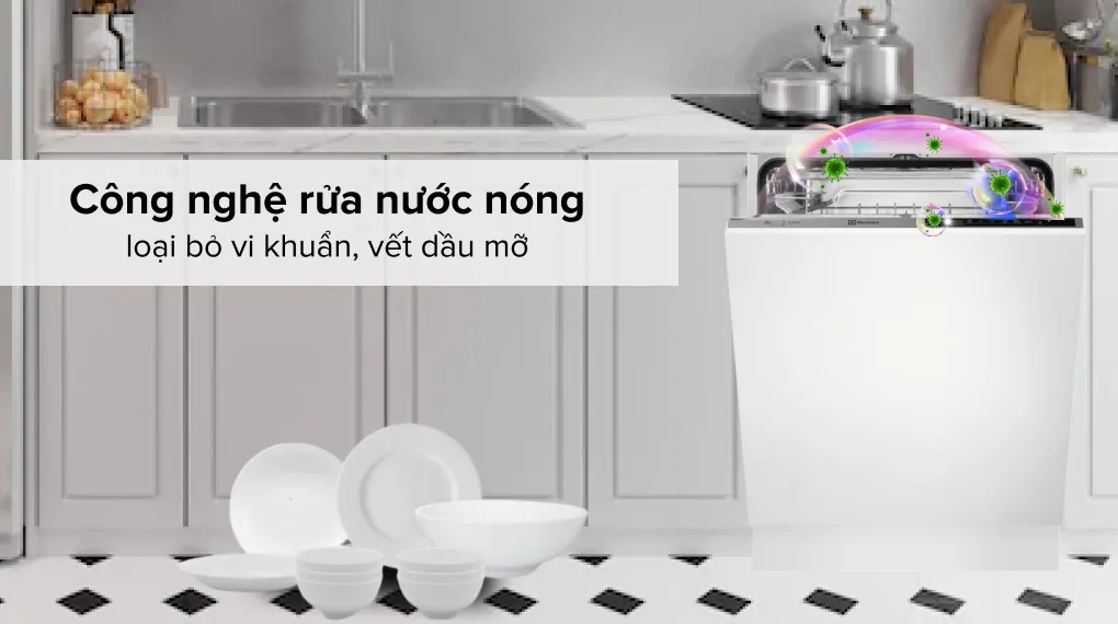 Máy rửa bát có công nghệ rửa nước nóng