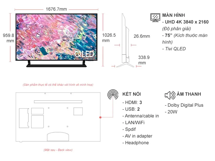 Smart Tivi Samsung QLED 75 Inch 4K 75Q60BA