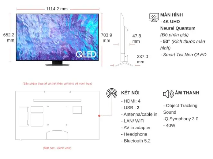 Smart Tivi QLED 4K 50 inch Samsung QA50Q80C