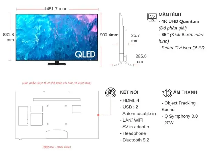 Smart Tivi QLED 4K 65 inch Samsung qa65q70c QA65Q70C