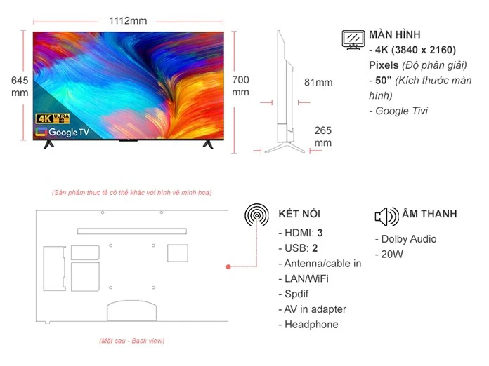 Google Tivi TCL LED 4K 50 inch 