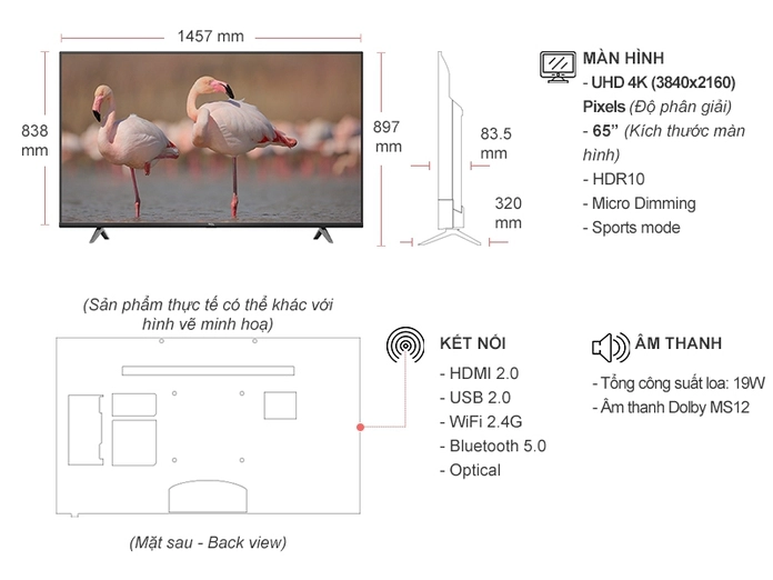 Android Tivi TCL 4K 65 inch 65P618