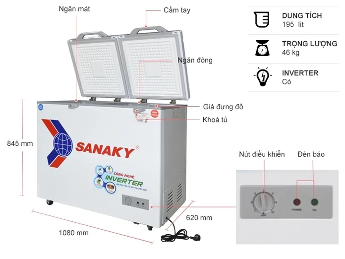 Thiết kế 2 cánh mở kèm khoá an toàn