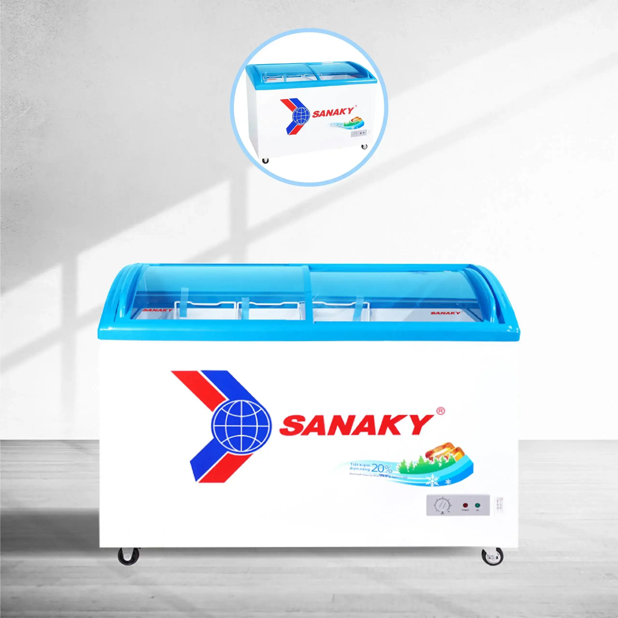 Tủ Đông Sanaky VH-4899K cánh kính, dàn lạnh đồng, dung tích 340 lít