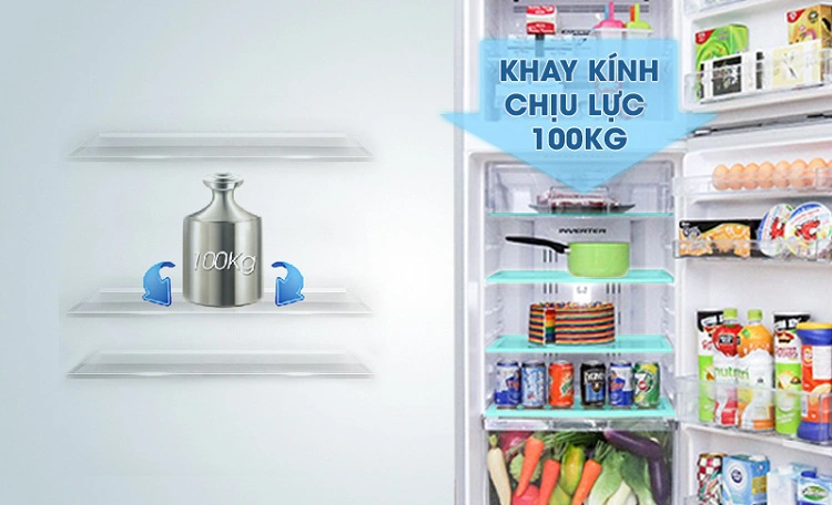 Tủ lạnh thiết kế các khay kệ kính chịu lực tốt