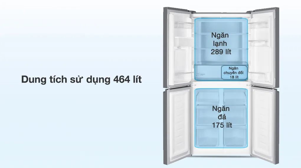 Tủ lạnh Hitachi Inverter 464 lít Multi Door HR4N7520DSWDXVN - Dung tích