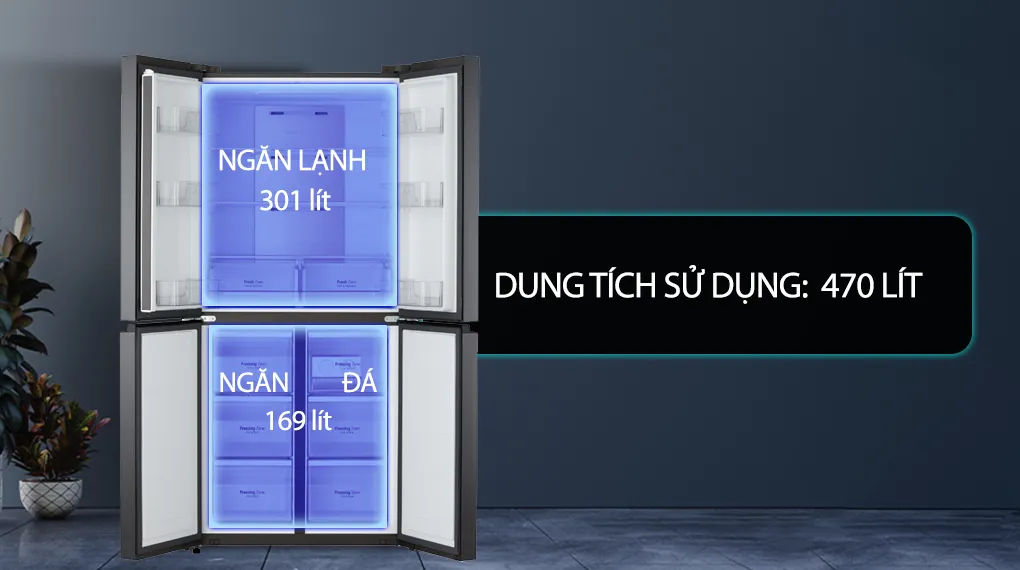 Tủ lạnh LG Inverter 470 lít Dung tích bên trong lớn