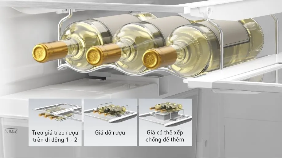 Tủ lạnh có khay riêng biệt  Sắp xếp chai lọ của bạn thật gọn gàng