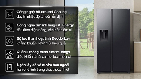 Tủ Lạnh Bespoke AI Side by Side với Ngăn Lấy Nước & Đá Ngoài, 635 L RS70F65K2FSV