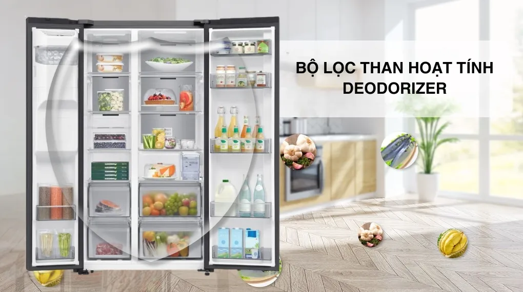Tủ lạnh Samsung Inverter 635 lít Side By Side RS70F65K2FSV - Công nghệ kháng khuẩn khử mùi