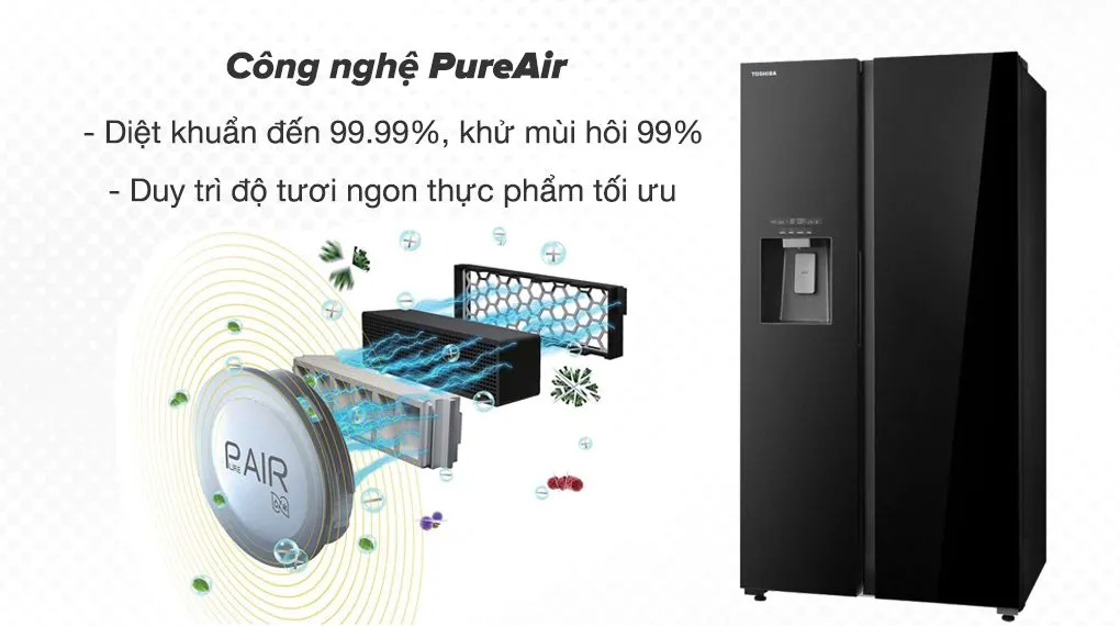 Tủ lạnh Toshiba Inverter 568 lít GR-RS755WI-PGV(22)-XK  Công nghệ PureAir