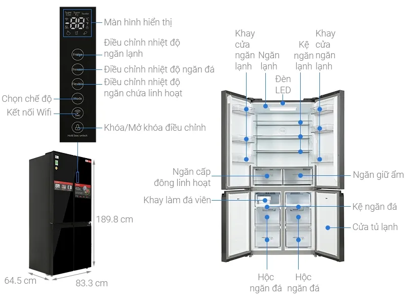 Bảng điều khiển cảm ứng bên ngoài cửa tủ