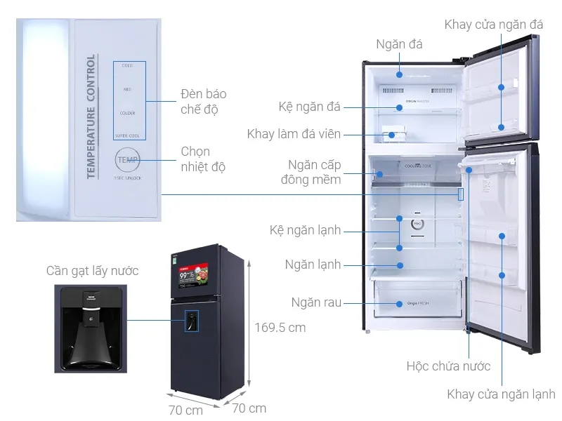 Tủ lạnh Toshiba Inverter 409 lít GR-RT535WEA-PMV(06)-MG